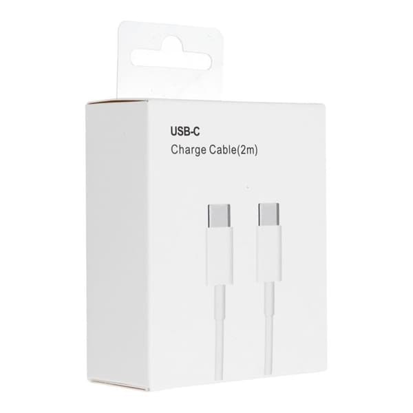 USB-C til USB-C kabel 2m 60W HD-boks - hvid Vit