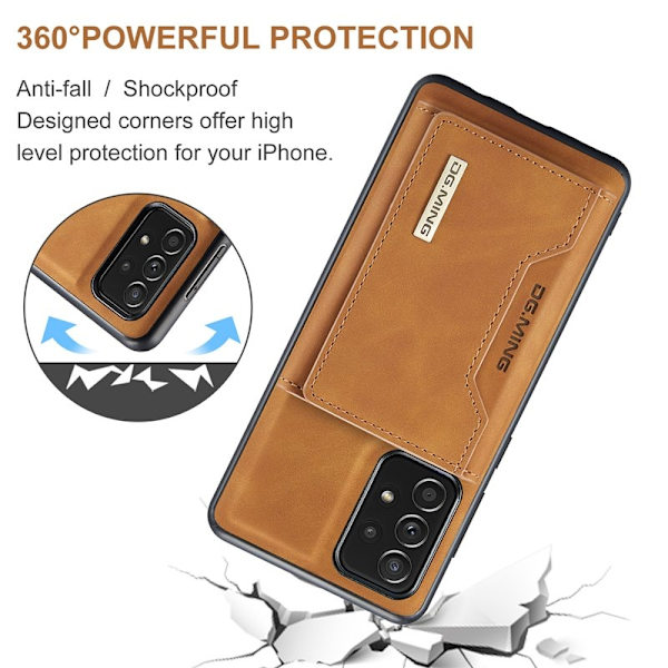 DG.MING M2 Tri-fold Plånboksfodral Samsung Galaxy A52 4G/5G Brun