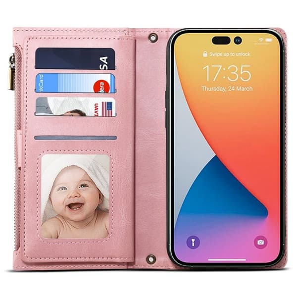 ESEBLE Star Series iPhone 16 Pro Plånboksfodral Konstläder - Roséguld