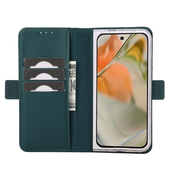 ABEEL Style A02 Konstläder Plånboksfodral för Google Pixel 9 Pro 5G - Grön