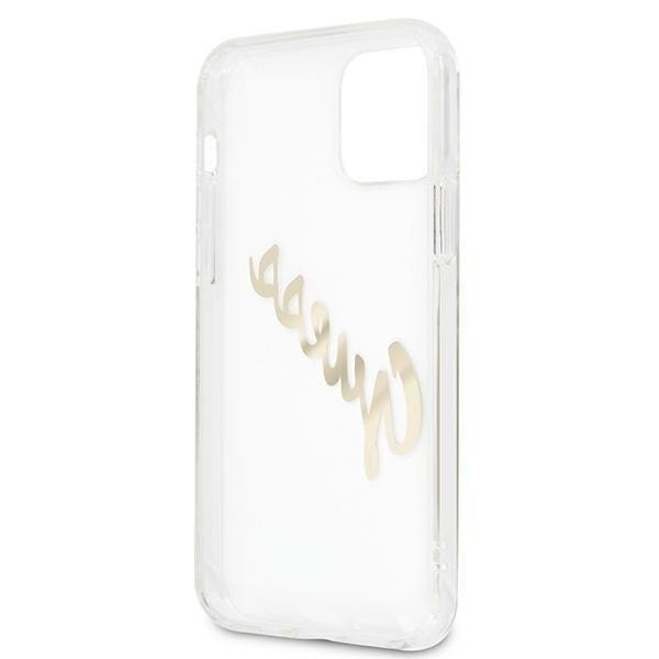 Guess Vintage Script Gold Skal iPhone 12 Pro Max - Transparent
