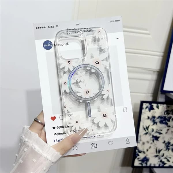 Mobilskal till iPhone 16 Pro MagSafe Laser Floral Vit