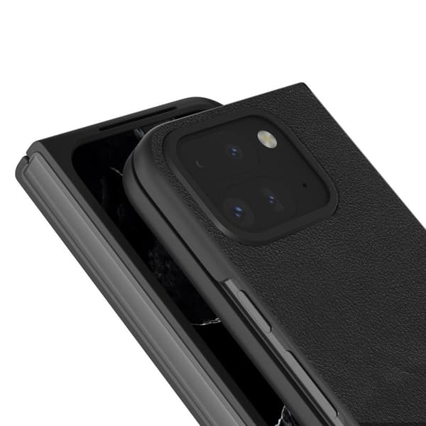 ABEEL Mobilskal till Google Pixel 9 Pro Äkta Läder Hård PC Svart