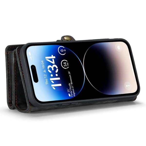 CASEME 008 Series iPhone 14 Pro Plånboksfodral Konstläder Svart