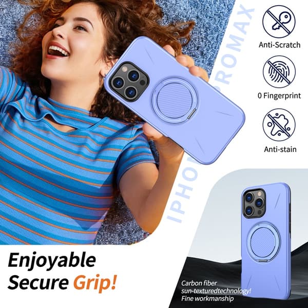 Mobilskal till iPhone 16 Pro MagSafe Rotating Kickstand TPU + PC Lila