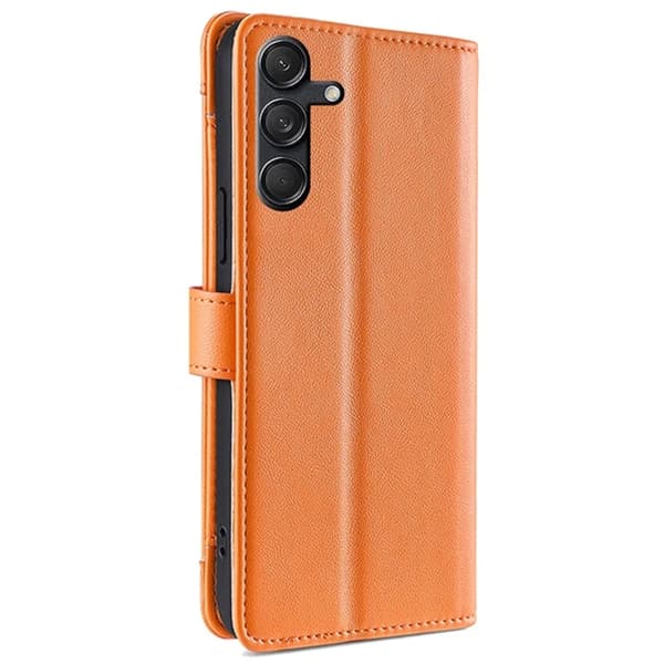 Galaxy M55 5G Konstläder Plånboksfodral med 2 Rem - Orange Orange
