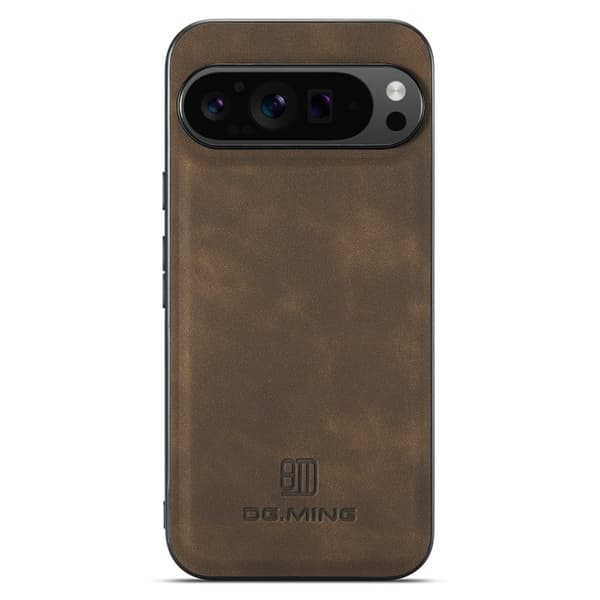 DG.MING Mobilskal till Google Pixel 9 Pro XL PU Läder Hybrid Brun