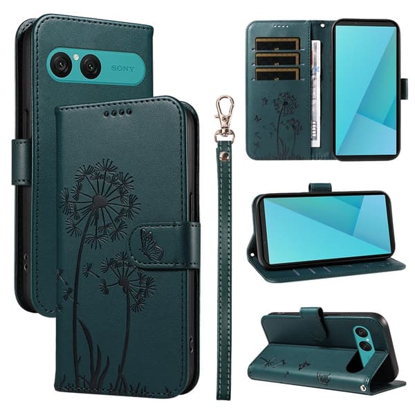 Sony Xperia 10 VII Plånboksfodral Strap Dandelion Konstläder - Blå Blå