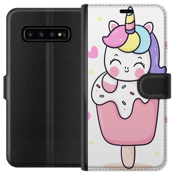 Plånboksfodral till Samsung Galaxy S10 med Glad enhörning