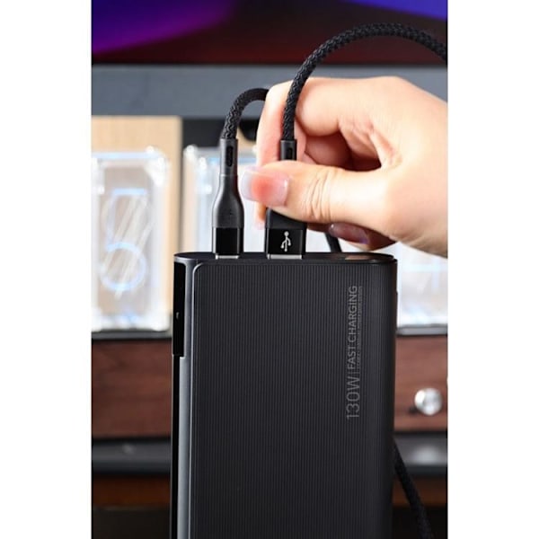 VEGER Powerbank 25000 mAh med Lightning/Typ-C Kablar 130W TCE130
