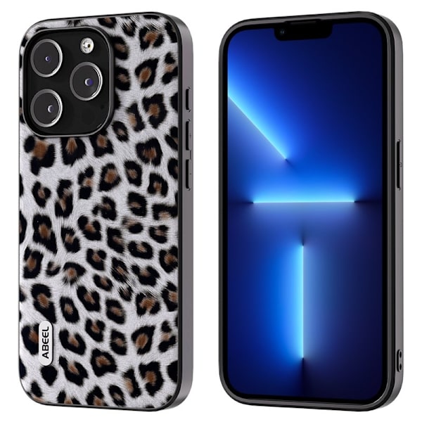 ABEEL Mobilskal till iPhone 13 Pro Max PU Läder Leopard Silver