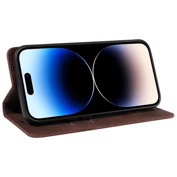 BETOPNICE 003 iPhone 15 Pro Max Plånboksfodral TPU + Konstläder - Brun