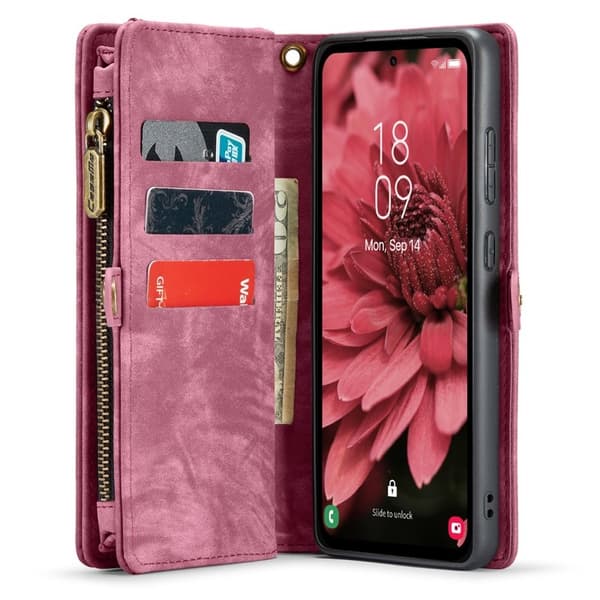 CASEME 008 Samsung Galaxy A35 5G Plånboksfodral Konstläder Röd