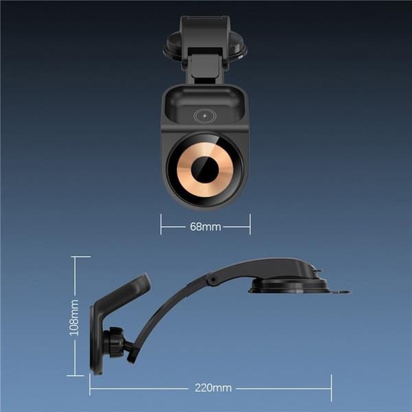 Kojelaudan puhelinteline 15 W 2IN1 - Musta Black