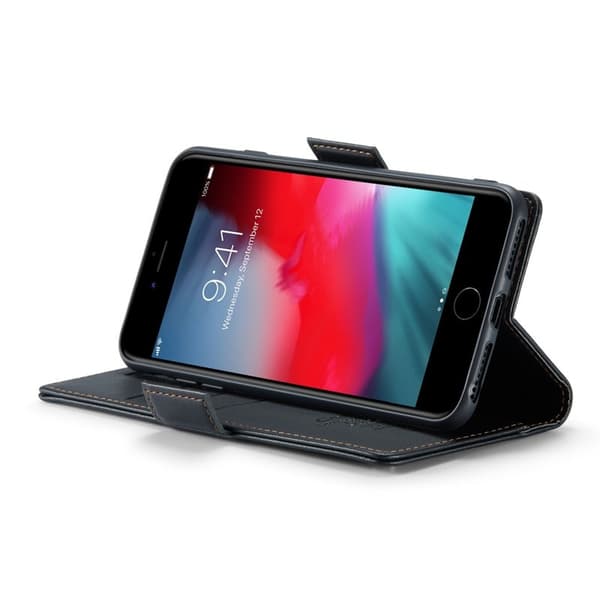 CASEME Plånboksfodral Konstläder för iPhone 6 Plus/7 Plus/8 Plus - Svart