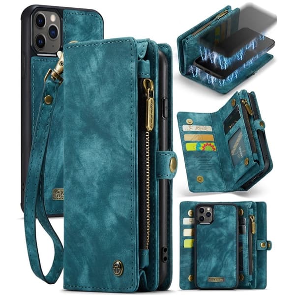 CASEME 008 Series Konstläder 2-i-1 Plånboksfodral iPhone 11 Pro Blå