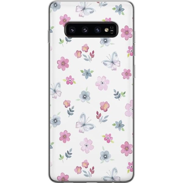 Mobilcover til Samsung Galaxy S10 med blomster og sommerfugle