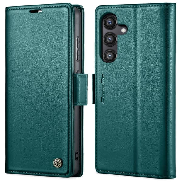 CASEME Plånboksfodral Konstläder för Samsung Galaxy S24 FE - Grön