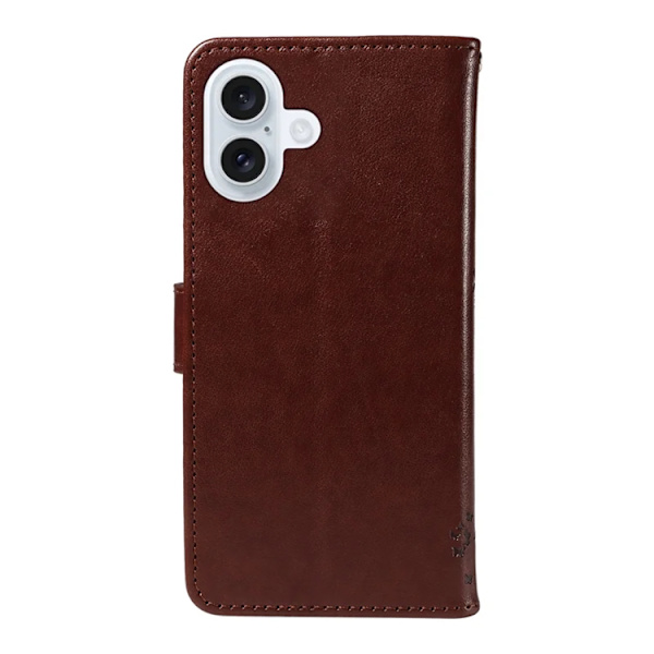 iPhone 17 Konstläder Plånboksfodral Tree Pattern - Coffee Brun