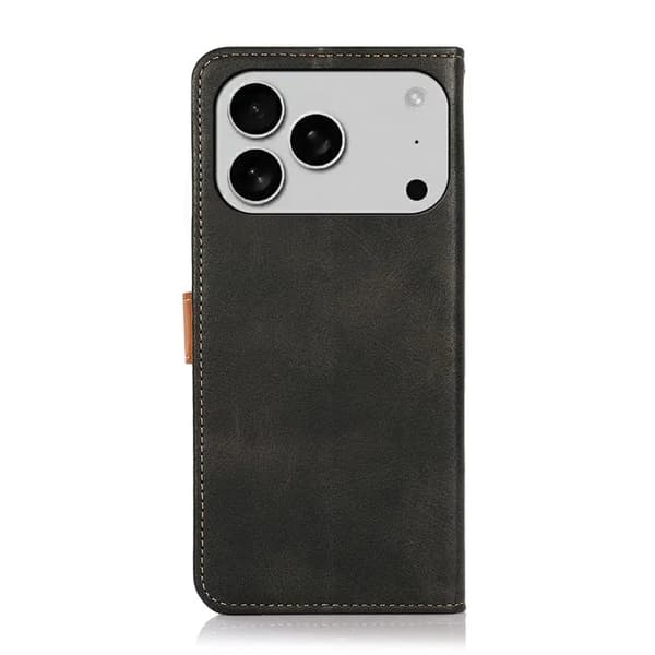 KHAZNEH iPhone 17 Pro Max Plånboksfodral Läder Stativ Svart