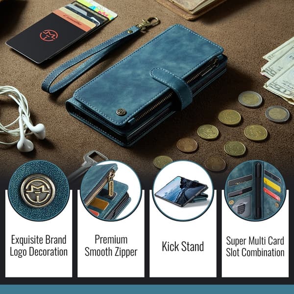 CASEME Galaxy Z Fold 7 Plånboksfodral Med Rem läder - Blå Blå