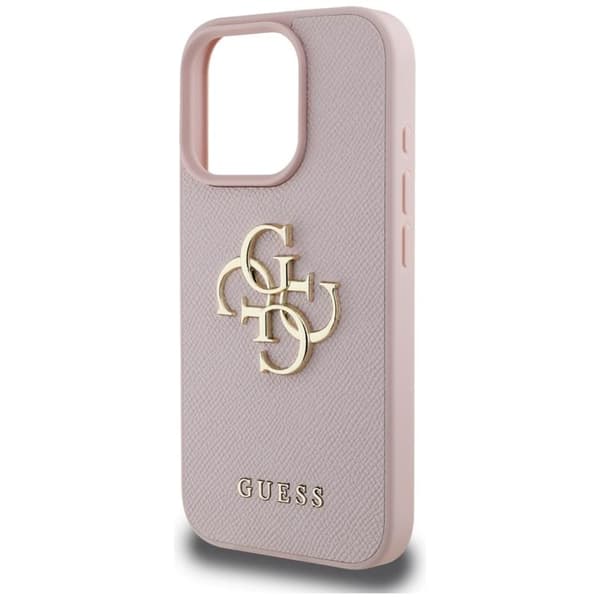 Guess Mobilskal till iPhone 16 Pro Grained Big 4G Small Classic Logo - Rosa Rosa