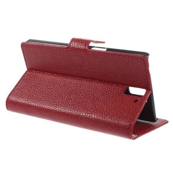 Litchi Wallet Case til OnePlus One (rød) Red