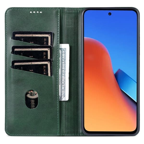 AZNS Xiaomi 14 Plånboksfodral Anti-Scratch Ställ Plånboksfodral - Grön