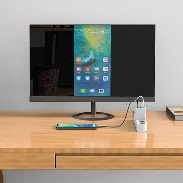 Acefast 2-i-1 seinälaturi 65W USB-A - USB-C/HDMI-kaapeli - Valkoinen Vit