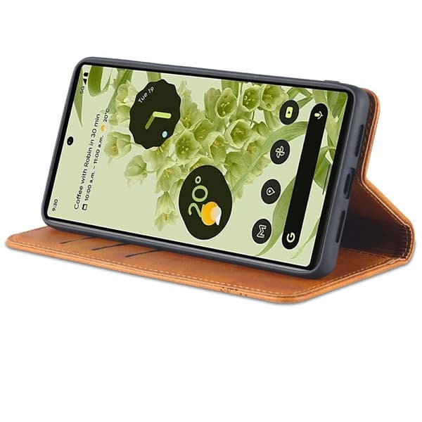 AZNS Google Pixel 6 Plånboksfodral - Praktisk Flip Design - Konstläder - Brun
