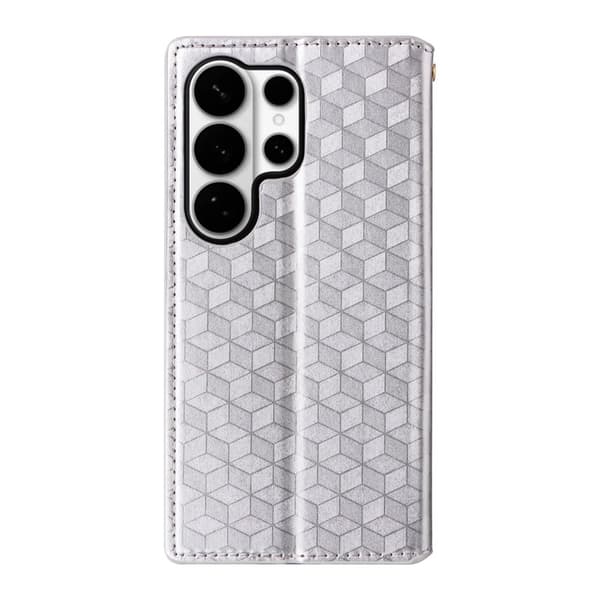 Samsung Galaxy S26 Ultra Plånboksfodral Rhombus Pr präglat Konstläder - Silver
