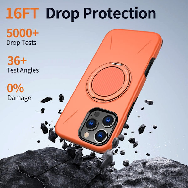Mobilskal till iPhone 16 Pro Max MagSafe Rotating Kickstand Orange