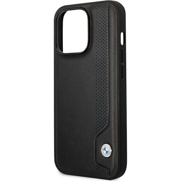 BMW iPhone 14 Pro Mobilskal Läder Blue Dots - Musta Black