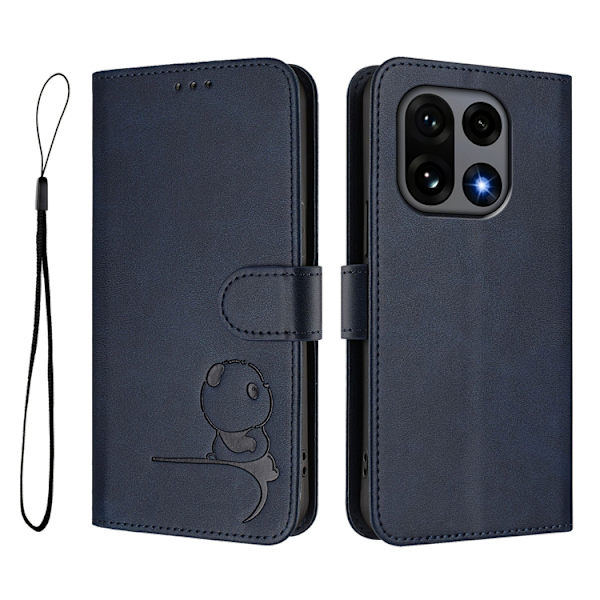OnePlus 15 Konstläder Plånboksfodral Panda Imprint RFID-Skydd Blå
