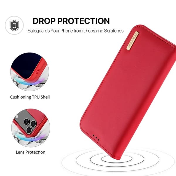 DUX DUCIS Hivo iPhone 17 Pro Plånboksfodral Äkta läder - Röd Röd