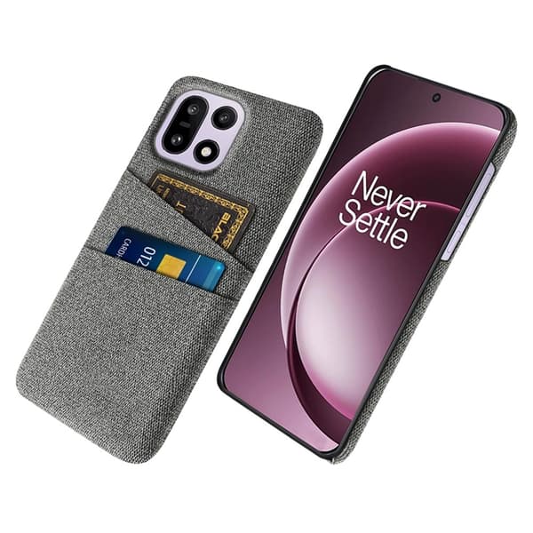 Mobilskal till OnePlus 15 5G Korthållare Cloth + Hard PC - Grå Grå