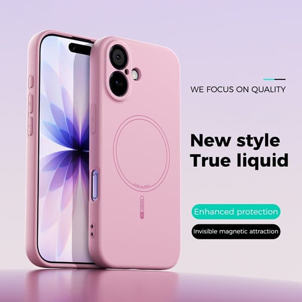 ABEEL Mobilskal till iPhone 17 MagSafe Kompatibel Liquid Silicone - Rosa