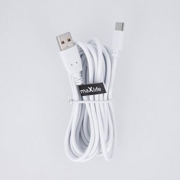 Maxlife USB-A Till USB-C Kabel 3m 2A - Vit Vit