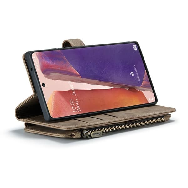 CASEME Konstläder Plånboksfodral för Samsung Galaxy Note20 - Brun