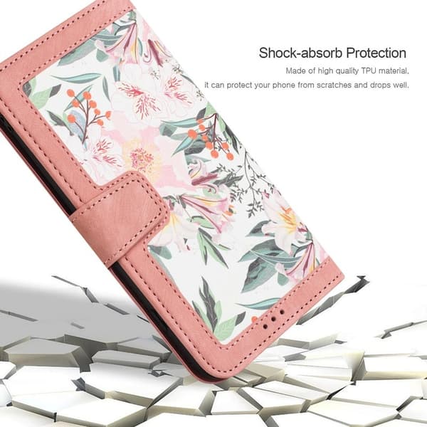 Mobilskal till Samsung Galaxy S26 Plus PU Läder Blommönster - Rosa