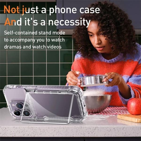 Mobilskal till iPhone 15 Pro Korthållare Kickstand - Clear Transparent
