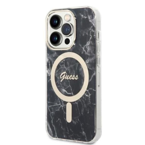 GUESS iPhone 14 Pro Max Magsafe Skal Marble + Trådlös Laddare - Black