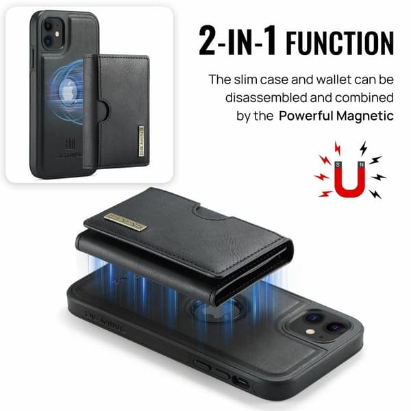 DG.MING M6 Series Mobilskal till iPhone 11 Magnetiskt Plånboksfodral Svart