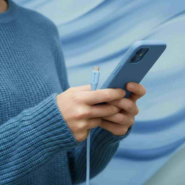 FORCELL USB-A till USB-C 66W Kabel 3A 1m QC4.0 Silikon C342 - Blå