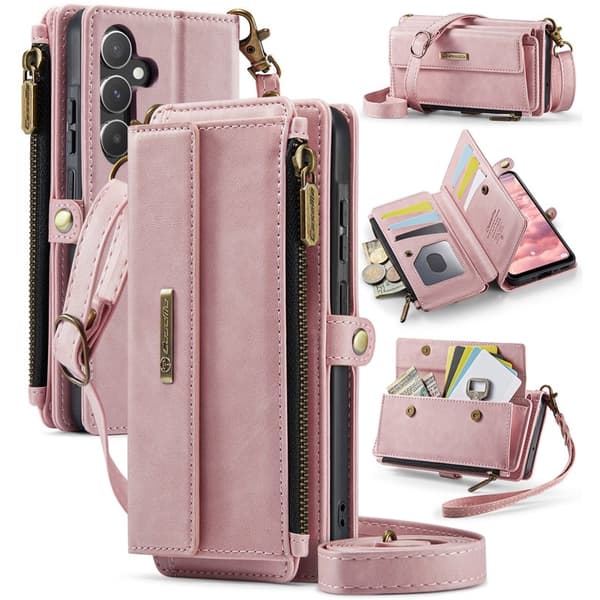 CASEME Konstläder Plånboksfodral för Samsung Galaxy A55 5G - Rosa