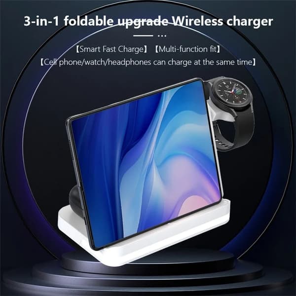 3in1 Trådlös Laddare Samsung Galaxy Buds Watch B26 - Vit Vit