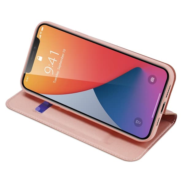 Dux Ducis PU Læder Punge Etui iPhone 12 Pro Max - Rose Gold Rosa