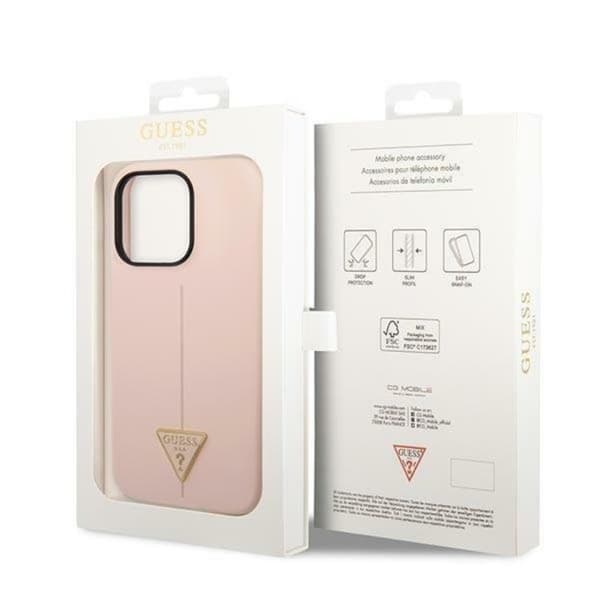 GUESS iPhone 14 Pro Max -kuori Silicone Triangle - Pinkki Rosa