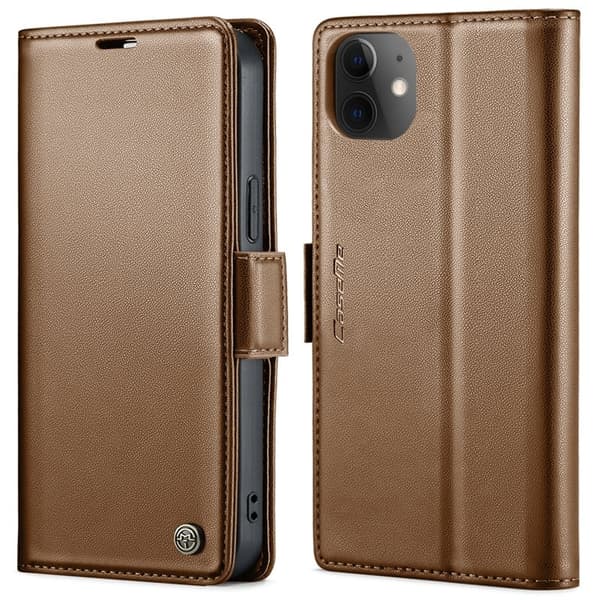 CASEME Plånboksfodral Konstläder för iPhone 12/12 Pro - Brun