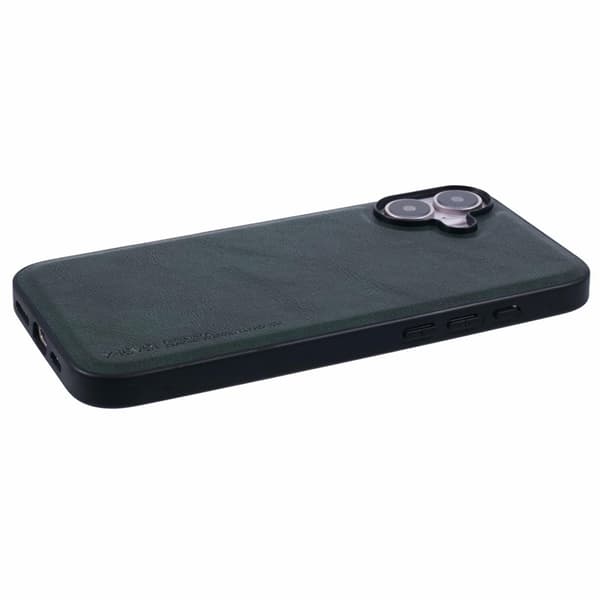 X-LEVEL Bojue-3 Mobilskal till iPhone 16 Anti-Scratch Läder Grön